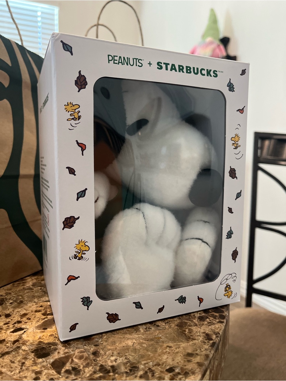 Starbucks White Peanuts Snoopy Plush Collectible